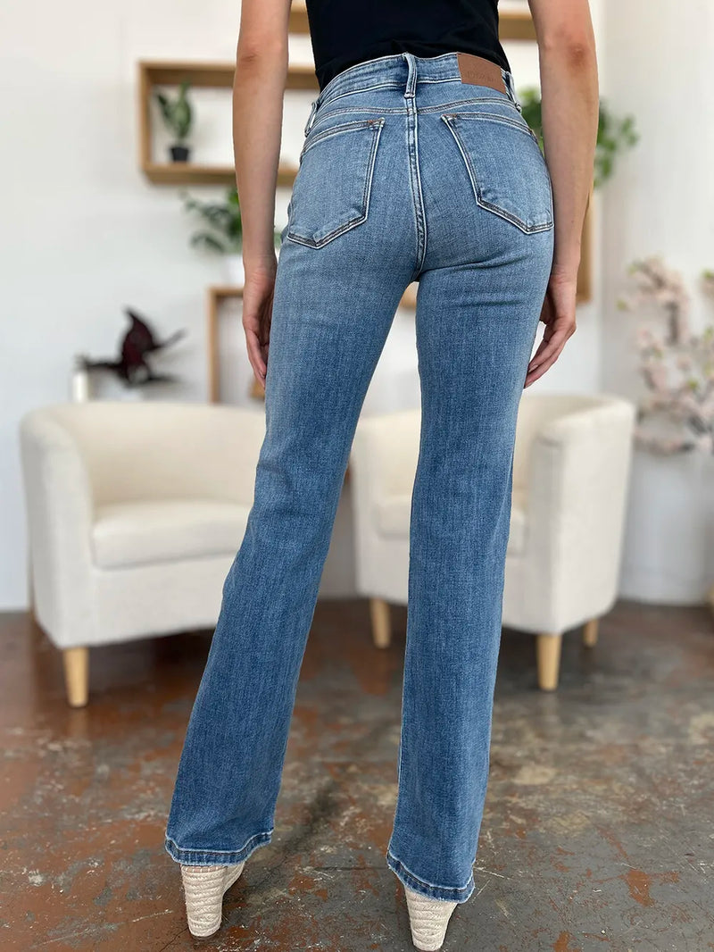 Judy Blue Full Size Mid-Rise Waist Straight Jeans - Brittney MADE