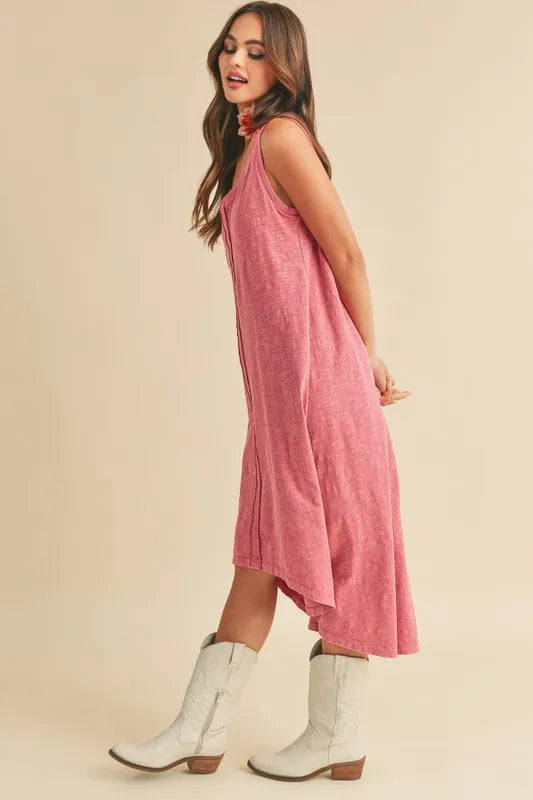 Aemi + Co High-Low Hem Scoop Neck Midi Tank Dress - Brittney MADE