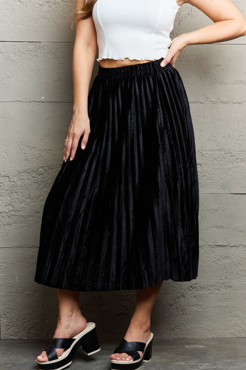 Ninexis Accordion Pleated Flowy Midi Skirt - Brittney MADE