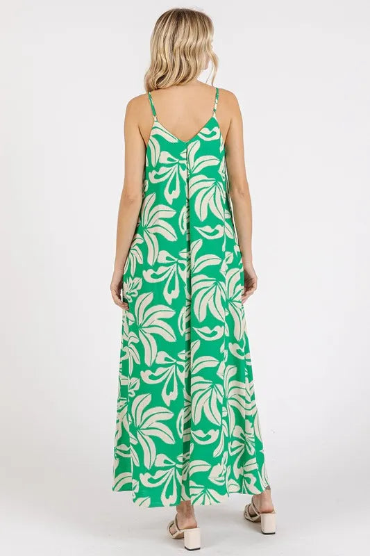 Mittoshop Printed V-Neck Maxi Cami Dress with Pockets - Brittney MADE