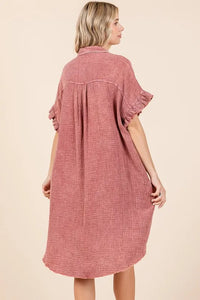 Mittoshop Mineral Wash Cotton Gauze Mini Shirt Dress - Brittney MADE
