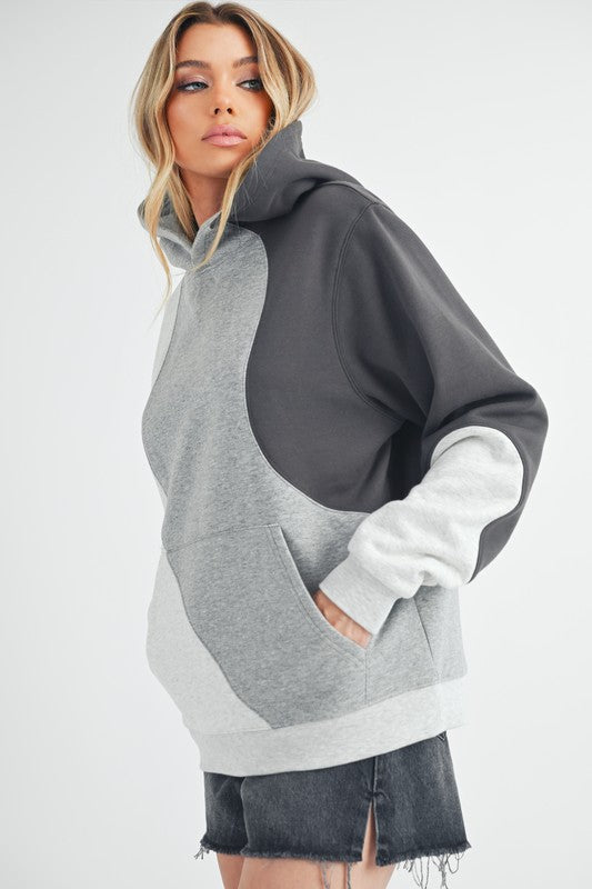 Aemi + Co Color Block Hoodie with Kangaroo Pocket - Brittney MADE