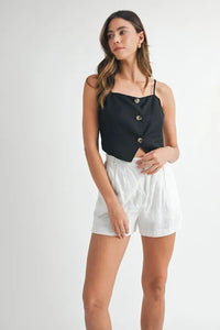 MABLE Linen Mix Button Down Tank Top - Brittney MADE