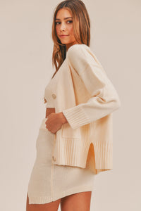MABLE 3 Pieces Sweater Set with Crop Cami, Mini Skirt, Cardigan - Brittney MADE
