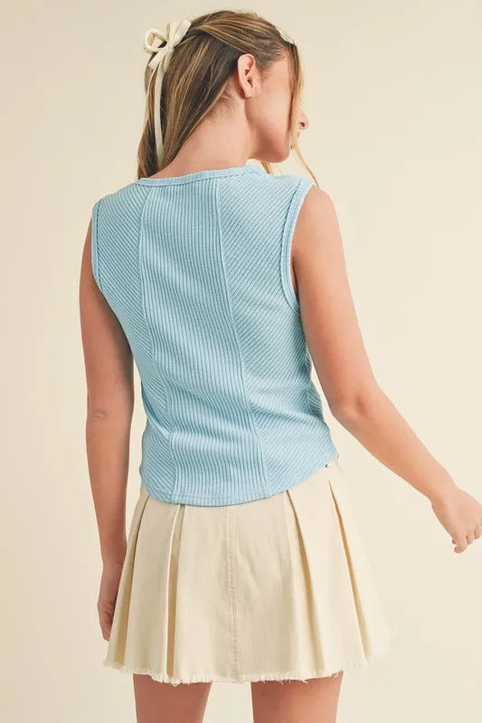 Aemi + Co Exposed Seam Ribbed Wide Strap Tank - Brittney MADE