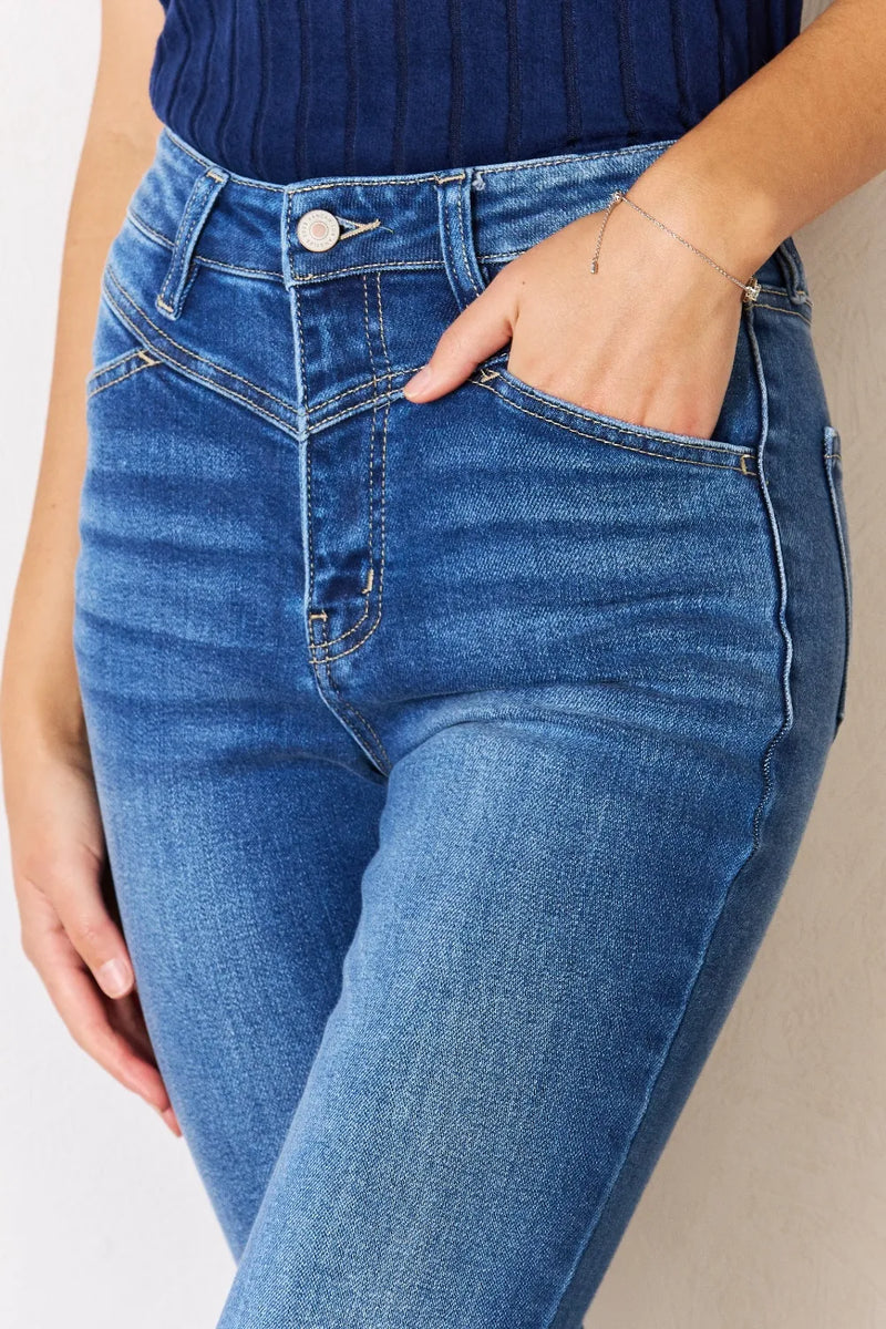 Kancan High Rise Raw Hem Flare Jeans - Brittney MADE