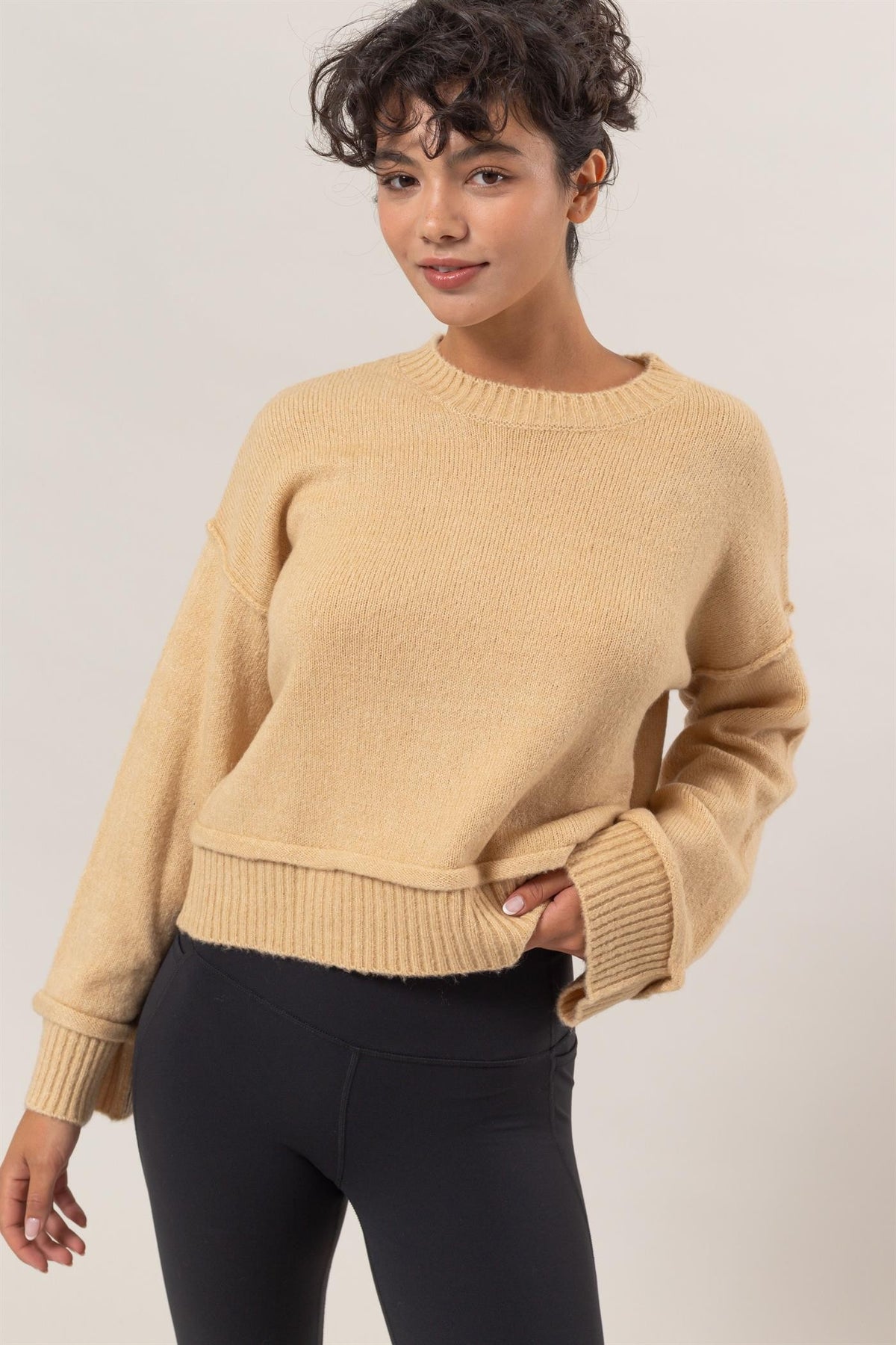 HYFVE Round Neck Dropped Shoulder Ribbed Sweater - Brittney MADE