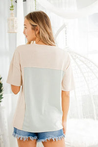 Heimish Full Size Contrast Round Neck Short Sleeve T-Shirt Plus Size - Brittney MADE