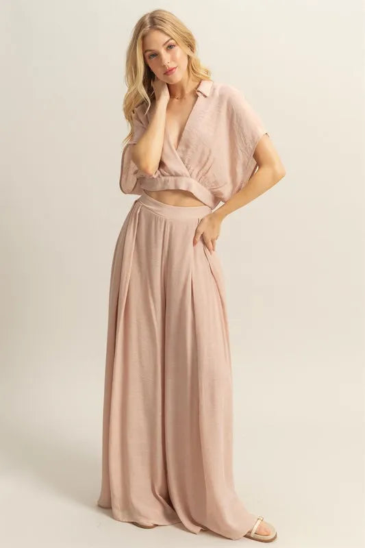 HYFVE Kimono Sleeve Crop Top and Wide Leg Pants Set - Brittney MADE