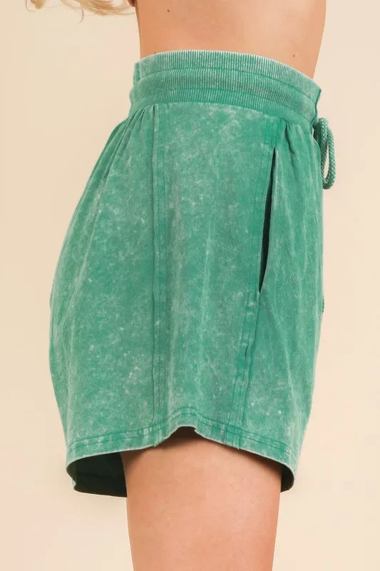 VERY J Mineral Washed Comfy Baggy Shorts - Brittney MADE