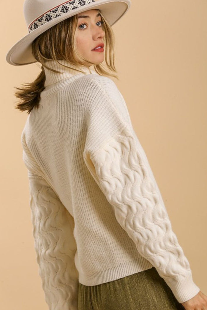 Umgee Full Size Turtle Neck Long Sleeve Sweater Plus Size - Brittney MADE