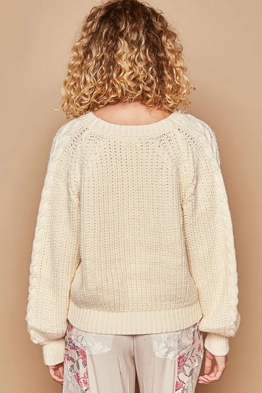 POL Cable Knit Cutout Long Sleeve Sweater - Brittney MADE