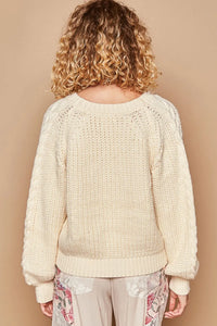POL Cable Knit Cutout Long Sleeve Sweater - Brittney MADE