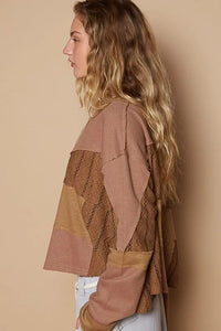 POL Half Button Color Block Drop Shoulder Knit Top - Brittney MADE