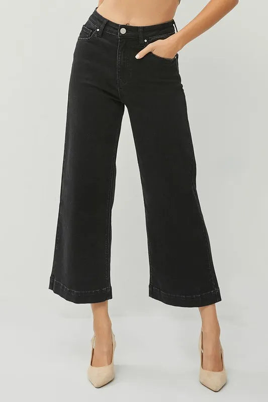 RISEN Full Size High Rise Wide Leg Ankle Jeans Plus Size - Brittney MADE
