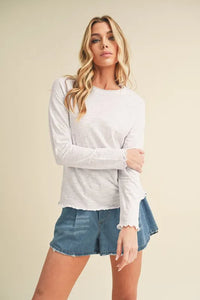 Aemi + Co Lettuce Hemline Round Neck Raglan Sleeve T-Shirt - Brittney MADE