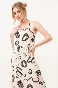 And The Why Square Neck Abstract Printed Maxi Dress - Brittney MADE