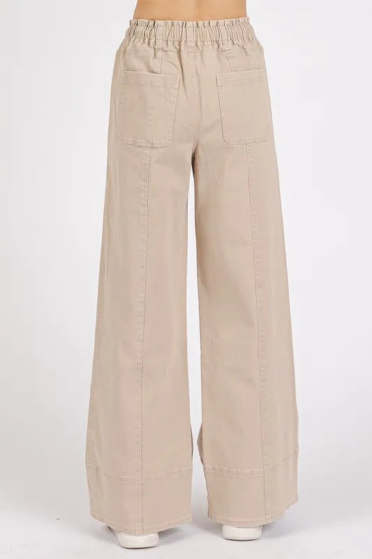 Mittoshop Mineral Wash Elastic Wide Leg Pants - Brittney MADE