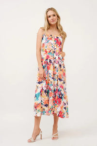 And The Why Tiered Floral Midi Cami Dress with Pockets - Brittney MADE