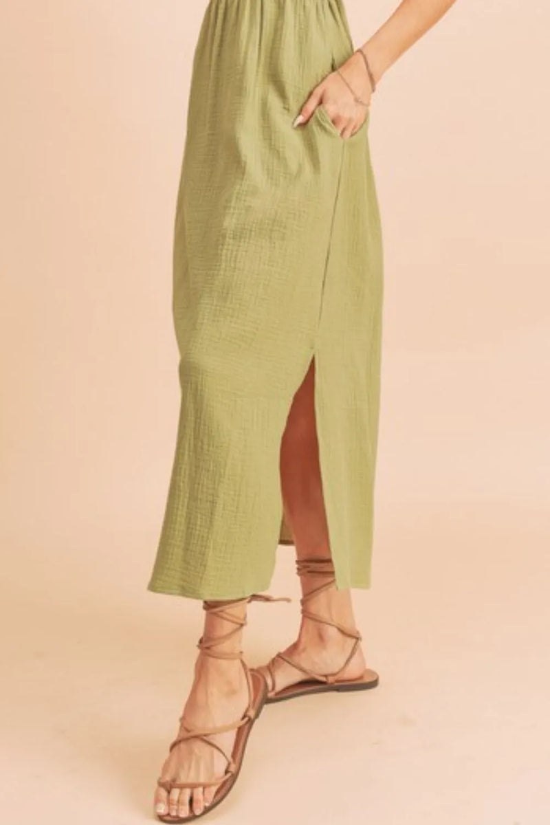 Aemi + Co Side Slit Round Neck Sleeveless Tank Dress - Brittney MADE