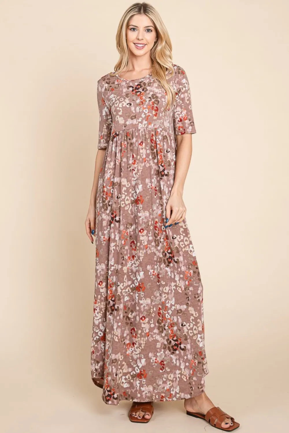 BOMBOM Printed Shirred Maxi Dress - Brittney MADE