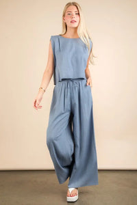 VERY J Solid Woven Top & Pants Set - Brittney MADE