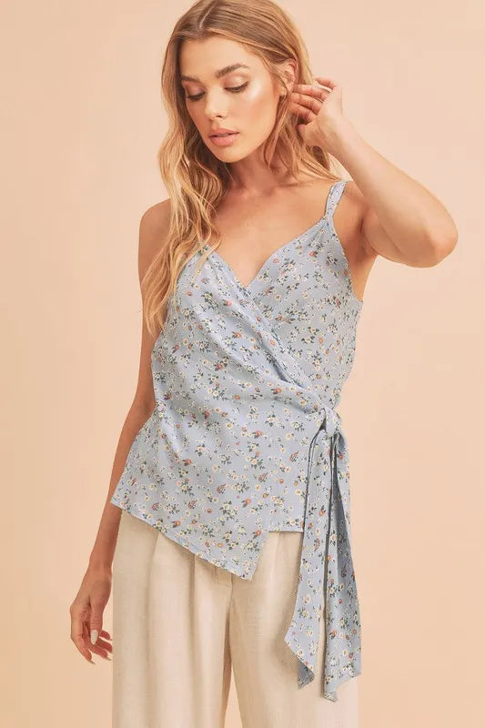 Aemi + Co Ditsy Floral Surplice Adjustable Straps Cami - Brittney MADE
