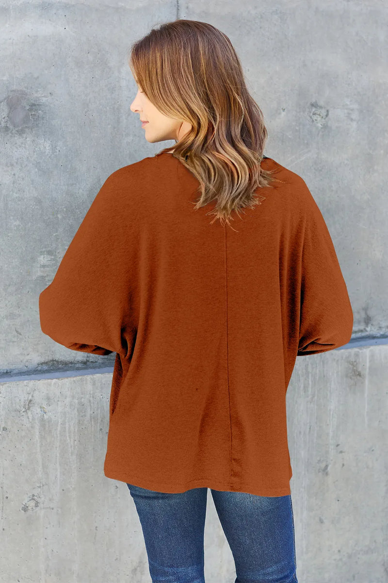 Double Take Full Size Round Neck Long Sleeve T-Shirt - Brittney MADE