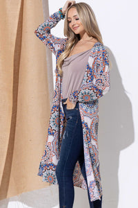 And The Why Printed Kimono Open Front Longline Cardigan - Brittney MADE