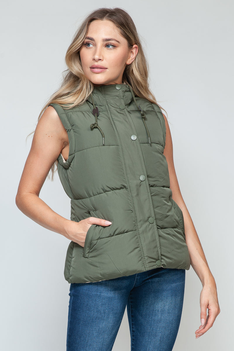 Snobbish Snap and Zip Closure Hooded Vest - Brittney MADE