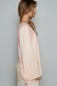 POL Contrast Button Front Long Sleeve Knit Top - Brittney MADE