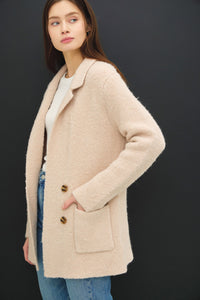 Be Cool Textured Double-Breasted Coat with Pockets - Brittney MADE