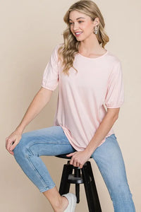 BOMBOM Round Neck Puff Sleeve T-Shirt - Brittney MADE