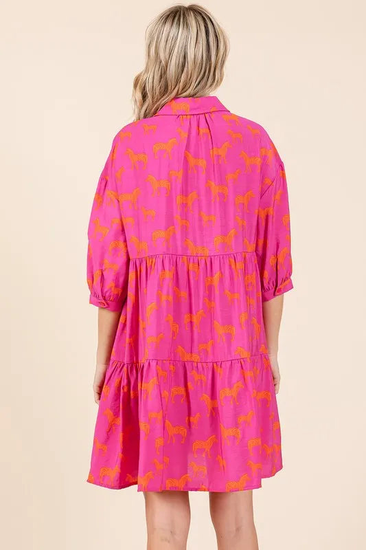 Mittoshop Zebra Print Button Down Shirt Mini Dress - Brittney MADE