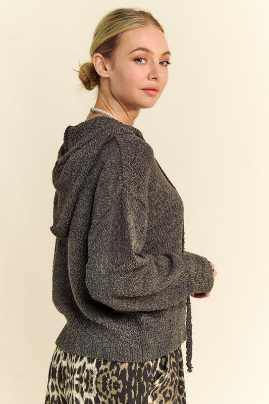 Davi & Dani Drop Shoulder Long Sleeve Hooded Sweater - Brittney MADE