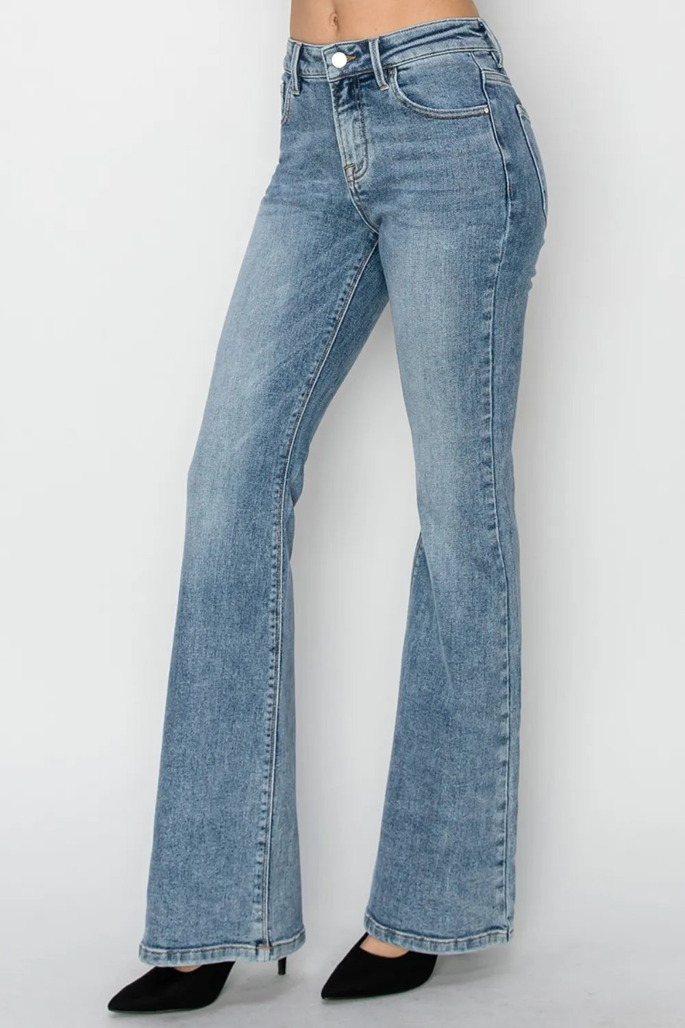 RISEN Full Size Mid Rise Bootcut Jeans - Brittney MADE