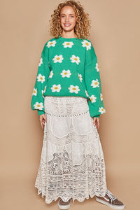 POL Daisy Pattern Drop Shoulder Sweater - Brittney MADE