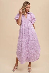 Annie Wear Floral Smock Detail Puff Sleeve Dress - Brittney MADE