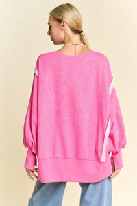 Davi & Dani Side Slit High-Low Lantern Sleeve Knit Top - Brittney MADE