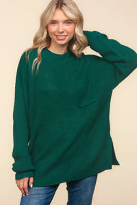 Haptics Full Size Mock Neck Side Slit Knit Top - Brittney MADE