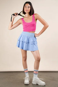 VERY J Riffled Tiered Layers Activewear Skirt with Shorts - Brittney MADE