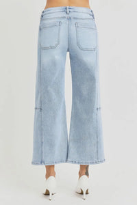 RISEN Full Size High Rise Seamed Detail Wide Leg Crop Jeans - Brittney MADE