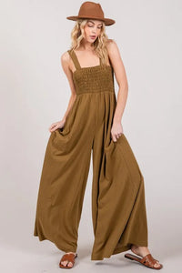 SAGE+FIG Smocked Flowy Wide Leg Jumpsuit - Brittney MADE