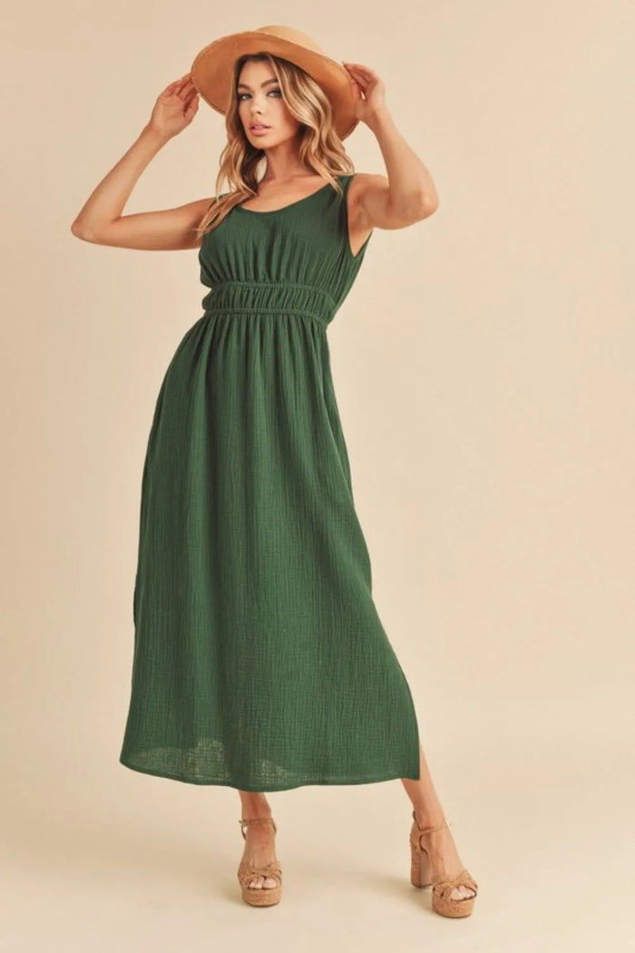 Aemi + Co Side Slit Round Neck Sleeveless Tank Dress - Brittney MADE