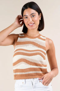 VERY J Multi Color Stripe Knit Crop Tank - Brittney MADE