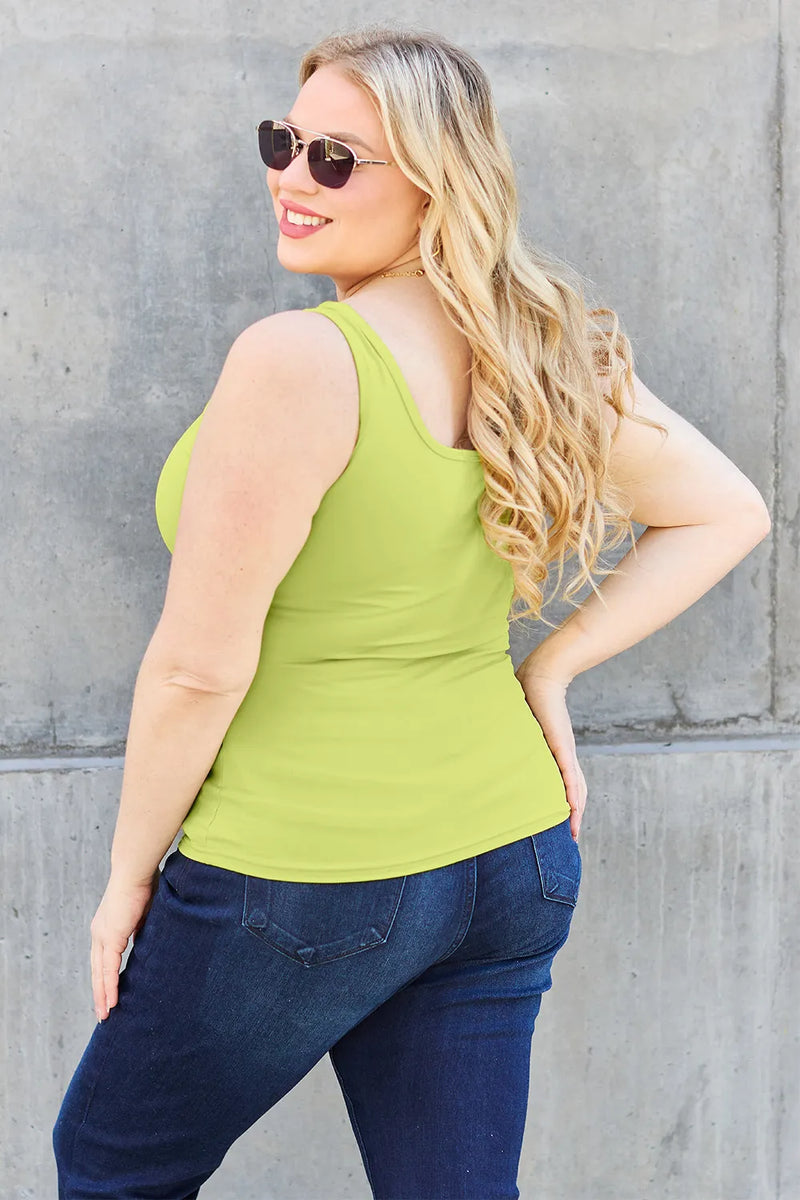 Basic Bae Full Size Square Neck Wide Strap Tank - Brittney MADE