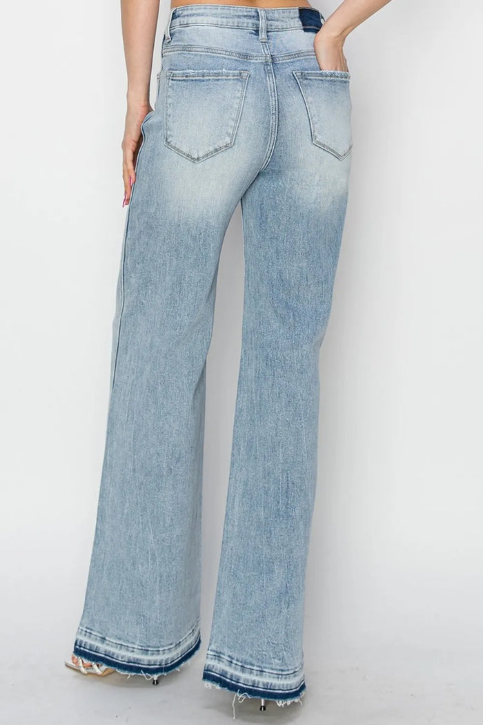 Risen Full Size High Rise Wide Leg Jeans - Brittney MADE