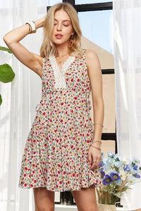 ADORA Lace Detail V-Neck Sleeveless Mini Dress - Brittney MADE