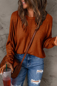 Double Take Full Size Round Neck Long Sleeve T-Shirt - Brittney MADE