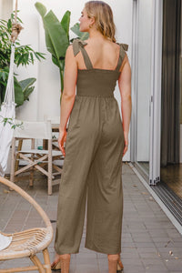ODDI Full Size Bodice Smocked Sleeveless Jumpsuit - Brittney MADE
